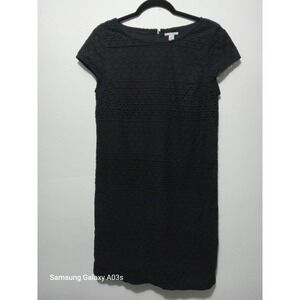 Halogen Size S Eyelet Dress Short Sleeve‎ Lined Career Casual Little Black Dress